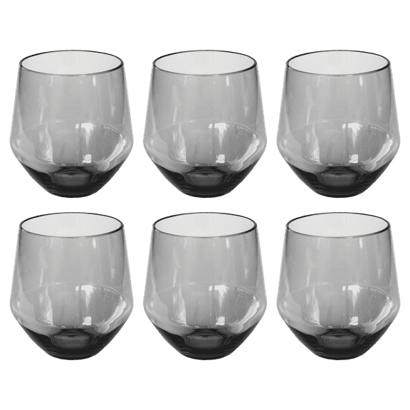 Abode Homewares by TarHong Angle Stemless, Light Gray, 18 oz, Set of 6