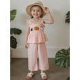 thumbnail image 4 of Jxzom Halloween Toddler Girl Outfits Pumpkin Smocked Spaghetti Strap Tank Top Dress Gingham Plaid Pants Halloween Clothes, 4 of 10