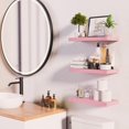 thumbnail image 2 of Repisas de pared BAYKA de madera rosa, juego de 3 para baño, 10 kg, 2 of 9