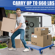 600lbs Foldable Push Cart Dolly, Capacity Platform Truck, Heavy Duty Moving Cart with PU Wheels