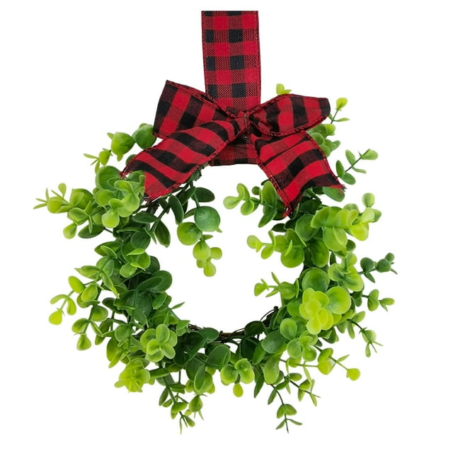 Ramiter Artificial Cabinet Wreaths 10 Inch Boxwood Wreaths With Burlap Bow Mini Wreaths Farmhouse Decoration Rustic Decor For Cabinet Wall Window Front Door Decors