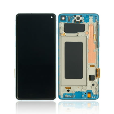 Replacement LCD Assembly W/ Frame (No Finger Print Sensor) Compatible For Samsung Galaxy S10 (Aftermarket Plus) (Blue)