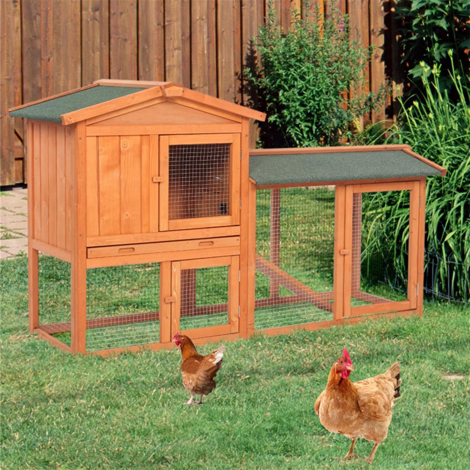 Pefilos 61" Wooden Rabbit Hutch for Outdoor Pet House Bunny Cages Poultry Cage Habitat, Orange Pefilos 61" Wooden Rabbit Hutch for Outdoor Pet House Bunny Cages Poultry Cage Habitat, Orange