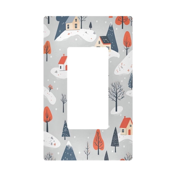 Yayeee Rocker Switch Wall Plate 1-Gang 4.6"x2.9" Home Decorative Outlet Cover, Cartoon Blue Houses