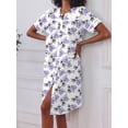 thumbnail image 6 of Avidlove Women Button Down Front Dusters Housecoat Oversized Nightgown Short Sleeve Lounge Dress Sleepwear with Pockets, 6 of 7