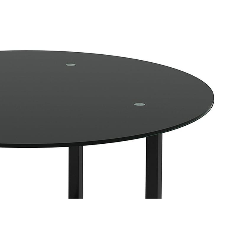 36 Inch Black Round Glass Coffee Table For Living Room Black Coffee Table Circle Coffee Table Small Round Coffee Table With Glass Top Metal Frame