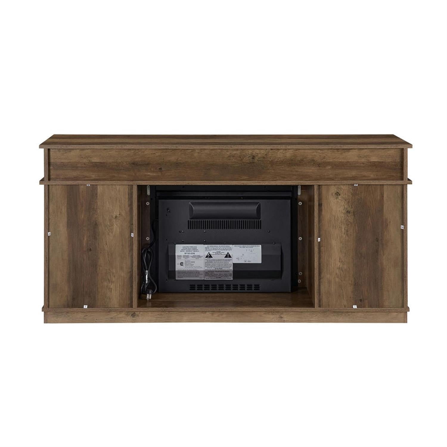 Demi Bonn Modern Farmhouse TV Media Stand for TV Up to 65'', Large Barn Inspired Home Entertainment Console with 23" Fireplace Insert, Open Shelves and Closed Cabinets, Brown