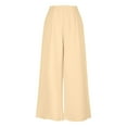 thumbnail image 5 of Fengqque Women's Elastic Waist Loose Wide Leg Pants High Waisted Business Casual Dress Pants Beige M(M), 5 of 9