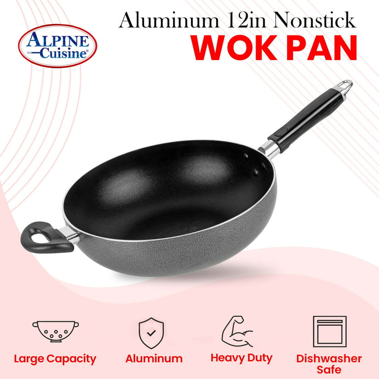 Aluminum 14 Inch Low Pot Cookware Deep Cooking Non Stick Coating Wide Wok  Style