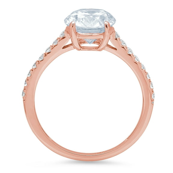 2.21 ct Oval Cut Natural Swiss Blue Topaz Solitaire with Accents Engagement Ring for Women in 18K Rose Gold