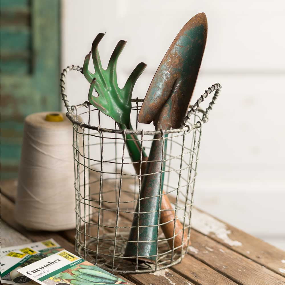 Tall Wire Basket with Two Handles
