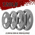 thumbnail image 3 of Signature Fitness 120LB Olympic Cast Iron Tri-Grip Weight Plate Set, Light Gray with Gray Lettering, 2-Inch Center Hole, Strength Training Plates for Home Gym, 3 of 7