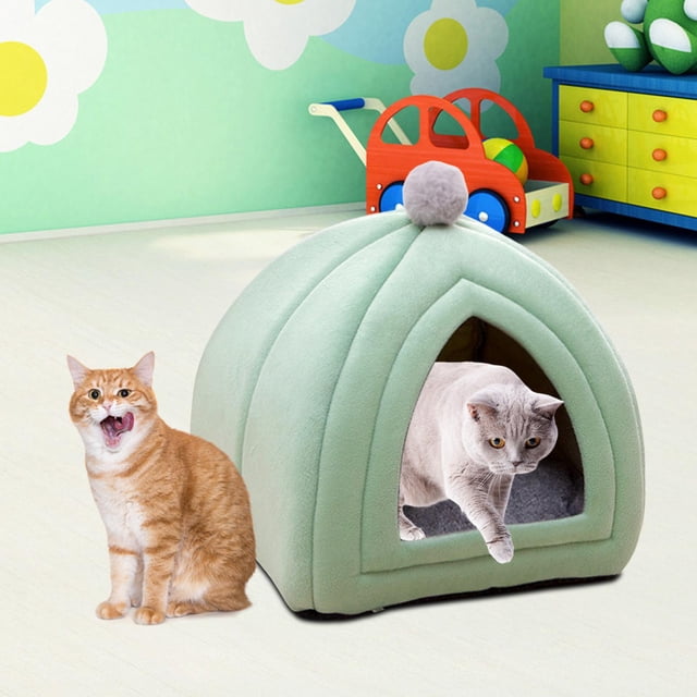 Cama Portátil para Cueva de Gato Salvador Casa para Gatos de Interior Verde