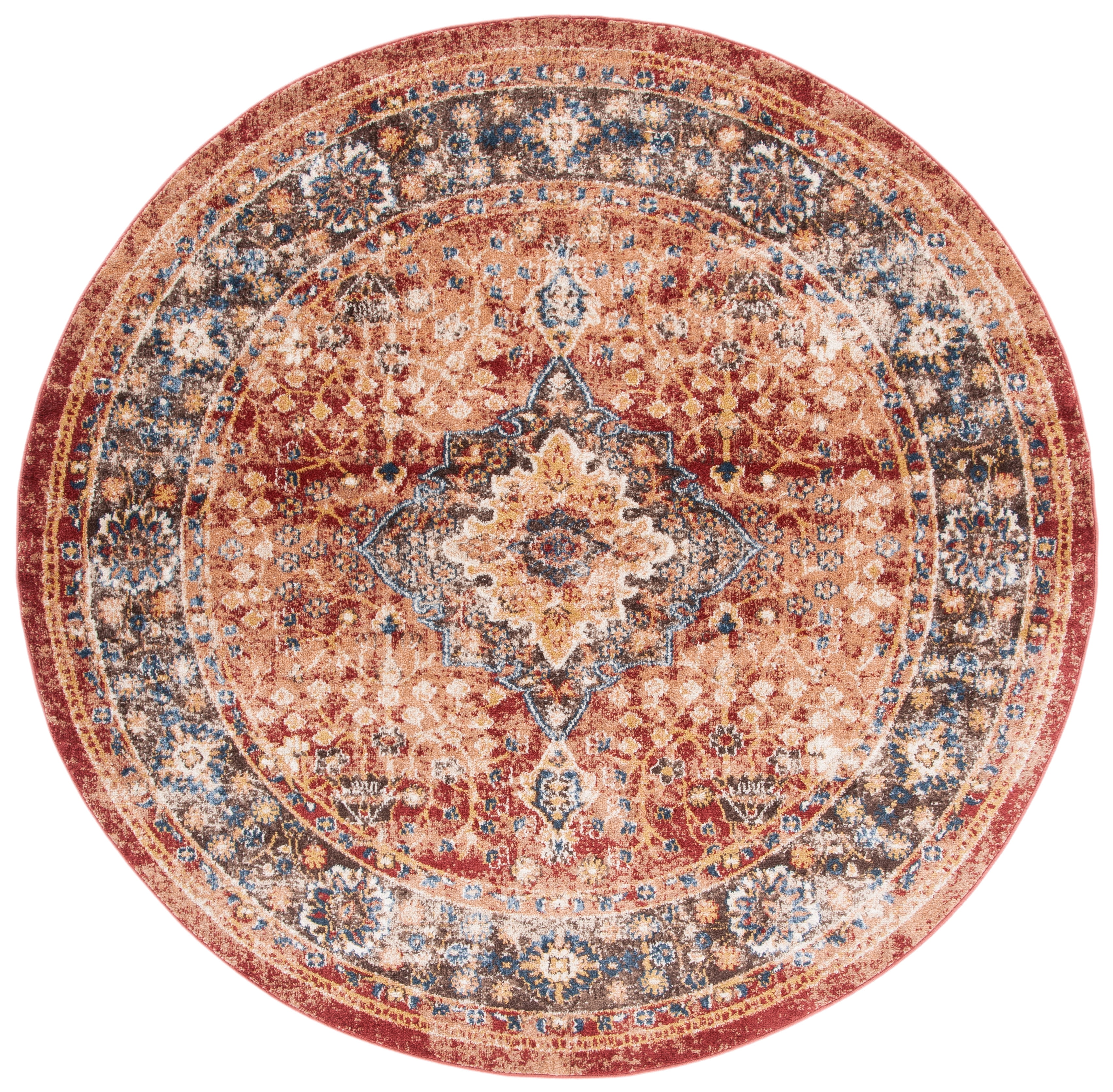 SAFAVIEH Bijar Rhona Oriental Area Rug, Rust/Brown, 6'7" x 6'7" Round