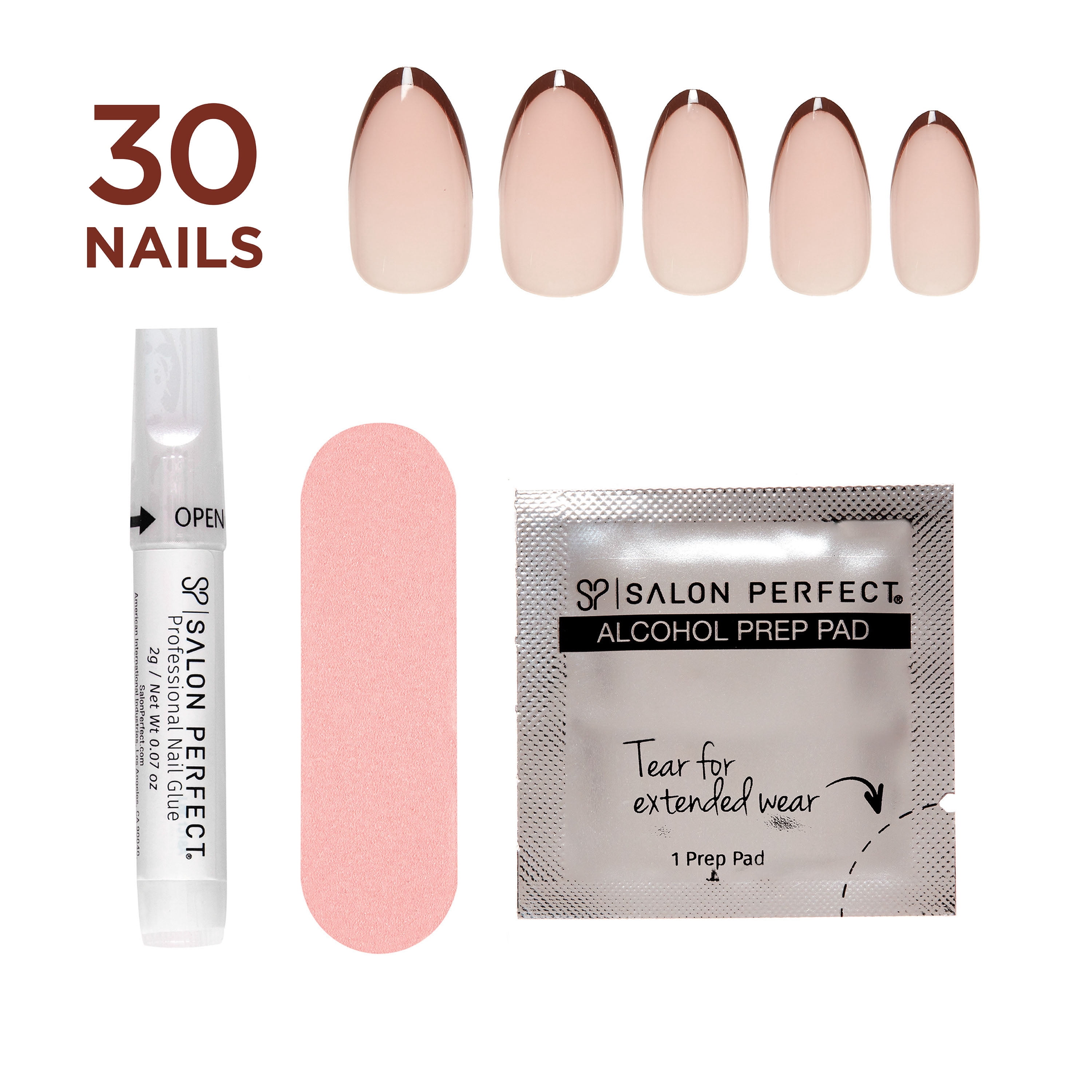 Salon Perfect Halloween Chill Short Almond Press-On Nails with Glue & File, Micro French, 30 Pieces