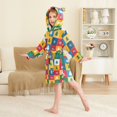 thumbnail image 2 of FORMRS Niños Bathrobe Unisex Hooded Robe Soft Plush Pajamas Sleepwear, Size 10-12T, Colorful Christmas Plaid Pattern, 2 of 7