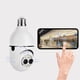 thumbnail image 1 of Cámara de bombilla con conexión inalámbrica WiFi y Bluetooth, cámara de lente interior HD de 4 MP, cámara de visión nocturna a todo color con luz de 360 °, alarma de seguimiento móvil, cámaras de lent, 1 of 9