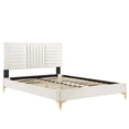 thumbnail image 5 of Platform Bed Frame, Tufted, Full, White, Velvet, Mid Century Bedroom, Modern Contemporary Boutique HB35595, 5 of 8