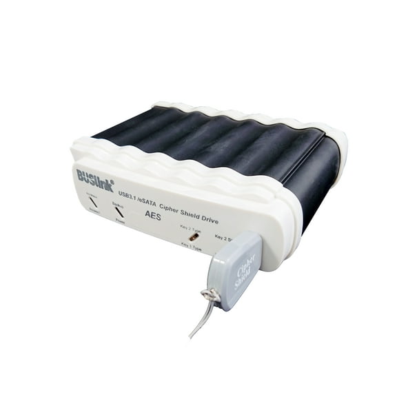 CipherShield Type-C USB-Powered USB 3.1 Gen 2/eSATA FIPS 140-2 Level 2 HIPAA 512-bit AES Hardware Encrypted Portable SSD Drive (2TB)