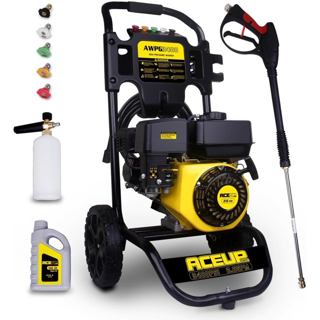 Aceup Energy Laveuse à Pression d'Air 3400 PSI à 2,6 GPM, 212 Cc, Conforme EPA