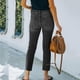thumbnail image 5 of Moda Mujer Bolsillos Botón Cintura media Flaco Ripped Jeans Pantalones Agujero Pantalones de mezclilla Fridja  hfkajh100330, 5 of 9