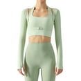 thumbnail image 3 of Women's Stretch Cutout Yoga Sports Jacket Long Sleeve Crop Top T Shirts with Thumb Holes, 3 of 8