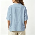 thumbnail image 4 of Asgosdo Summer Tops for Women Plus Size Half Sleeve V Neck Solid Color Loose Fit Blouses Basic Comfy Shirts, 4 of 6
