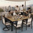 thumbnail image 4 of 7 Piece Outdoor Patio Furniture Set,6-Person Dining Set with Cushioned Swivel Chairs, Textilene Table, All-Weather Backyard, Garden, Terrace Conversation Set,Yellow, 4 of 9