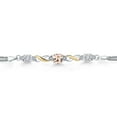 thumbnail image 2 of 925 Silver and 10K Yellow Gold Peach Morganite and White Moissanite and White Lab Grown Diamond Bracelet for Women (2.17 Cttw, Gemstone October Birthstone, Cushion 6MM, 7.5 inches, Made in Italy), 2 of 4