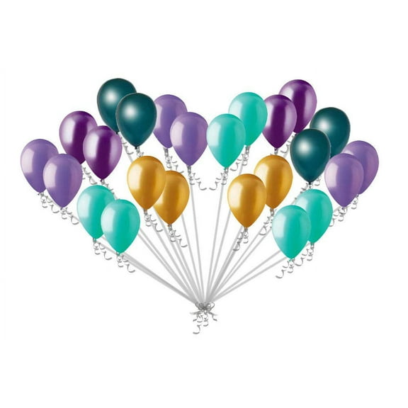 24 pc Aqua Gold Purple Teal Latex Party Balloon Birthday Baby Unicorn Mermaid 10