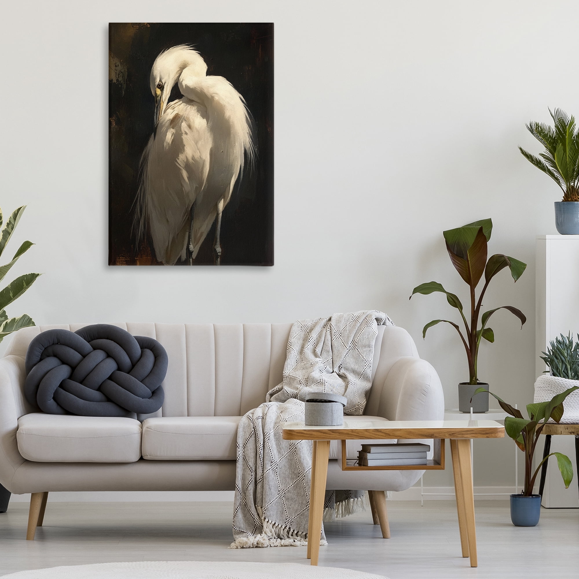 Stupell Industries Feathered Egret in Soft Light Canvas Wall Art, design by Petal Prints Design