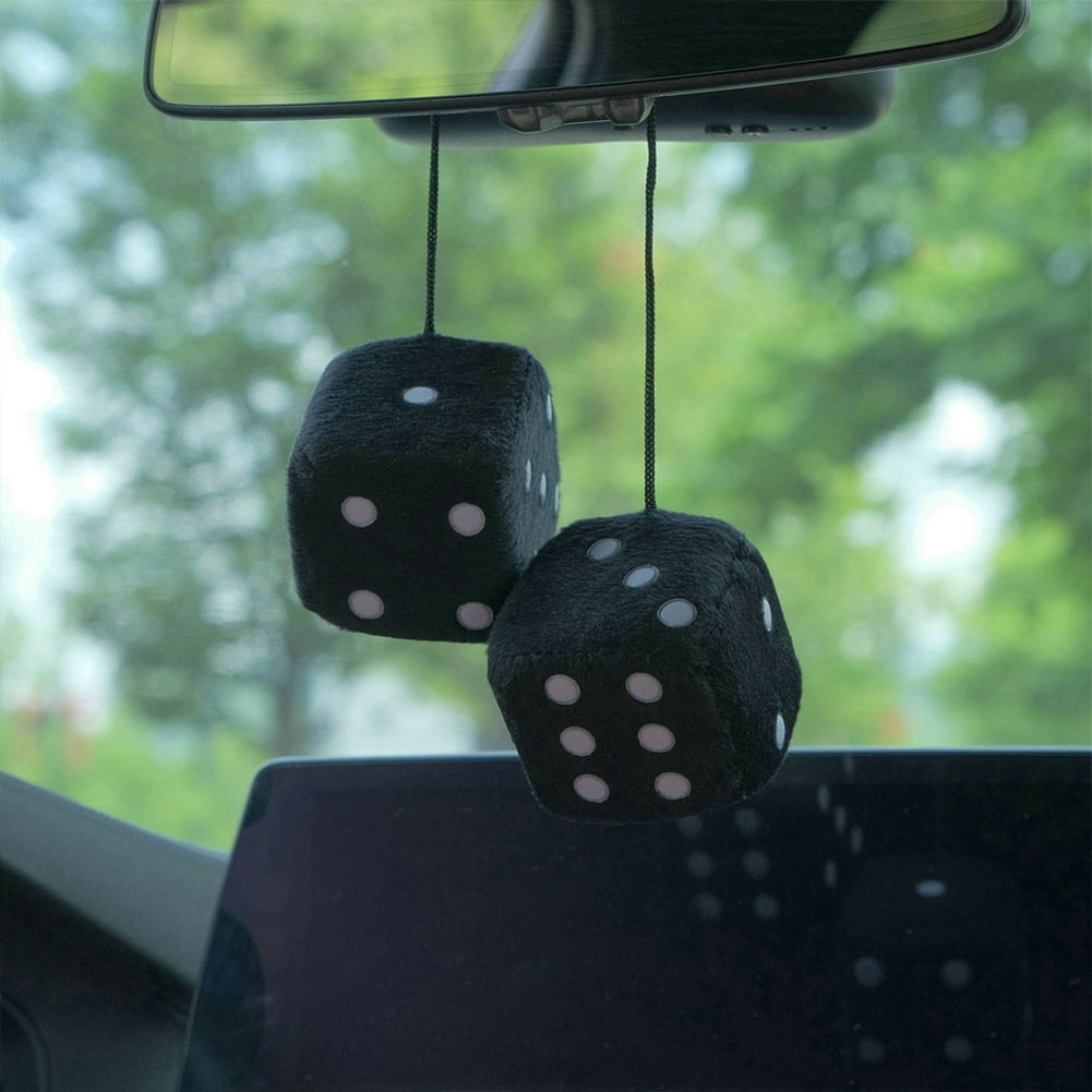 RONSHIN 1 Pair Car Pendant Colorful Plush Dice Automobiles Rear View Mirror  Charms Hanging Ornaments 
