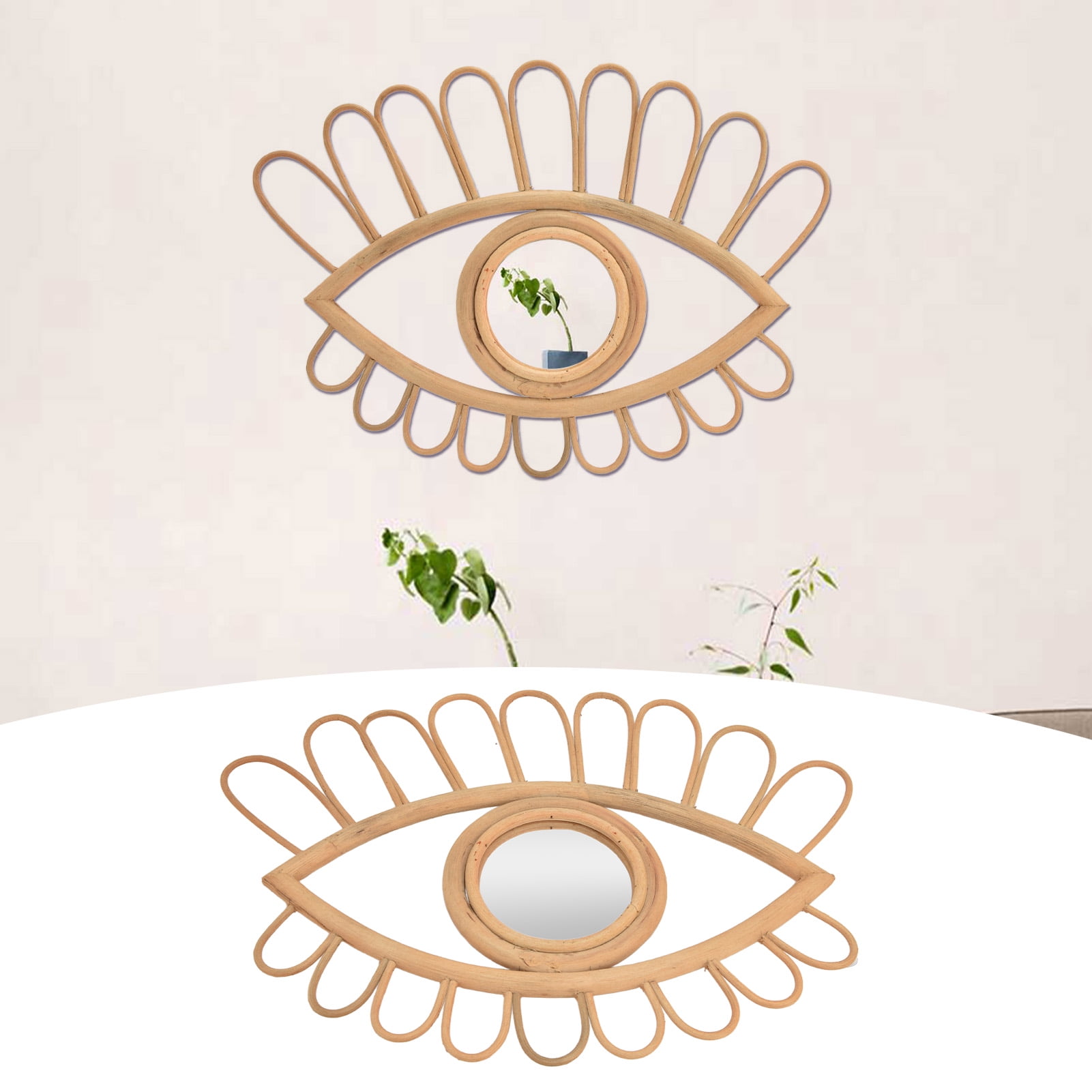 Spptty Rattan Eye Wall Mirror,Hanging Mirror,Rattan Eye Wall Mirror