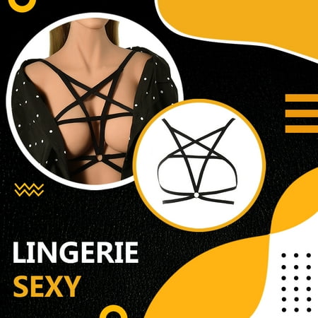 

Women Cupless Bras Strappy Beauty Soild Color Brassiere Harness Bra