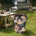thumbnail image 5 of 32 Gallon Stretch Trash Can Spandex Cover Outdoor Waste Garbage Can Spandex Covers for Indoor Kitchen Outdoor Round Waste Container Bin, Without Trash Bin, DAN DA DAN Anime pattern, 5 of 6