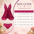 thumbnail image 3 of DAKIMOE Sexy Lingerie for Women Pajamas Set Open Front V Neck Ruffle Sheer Mesh Lace Wireless Babydoll Lingerie Dress with Thong 2 Piece for Valentine's Day, 3 of 10