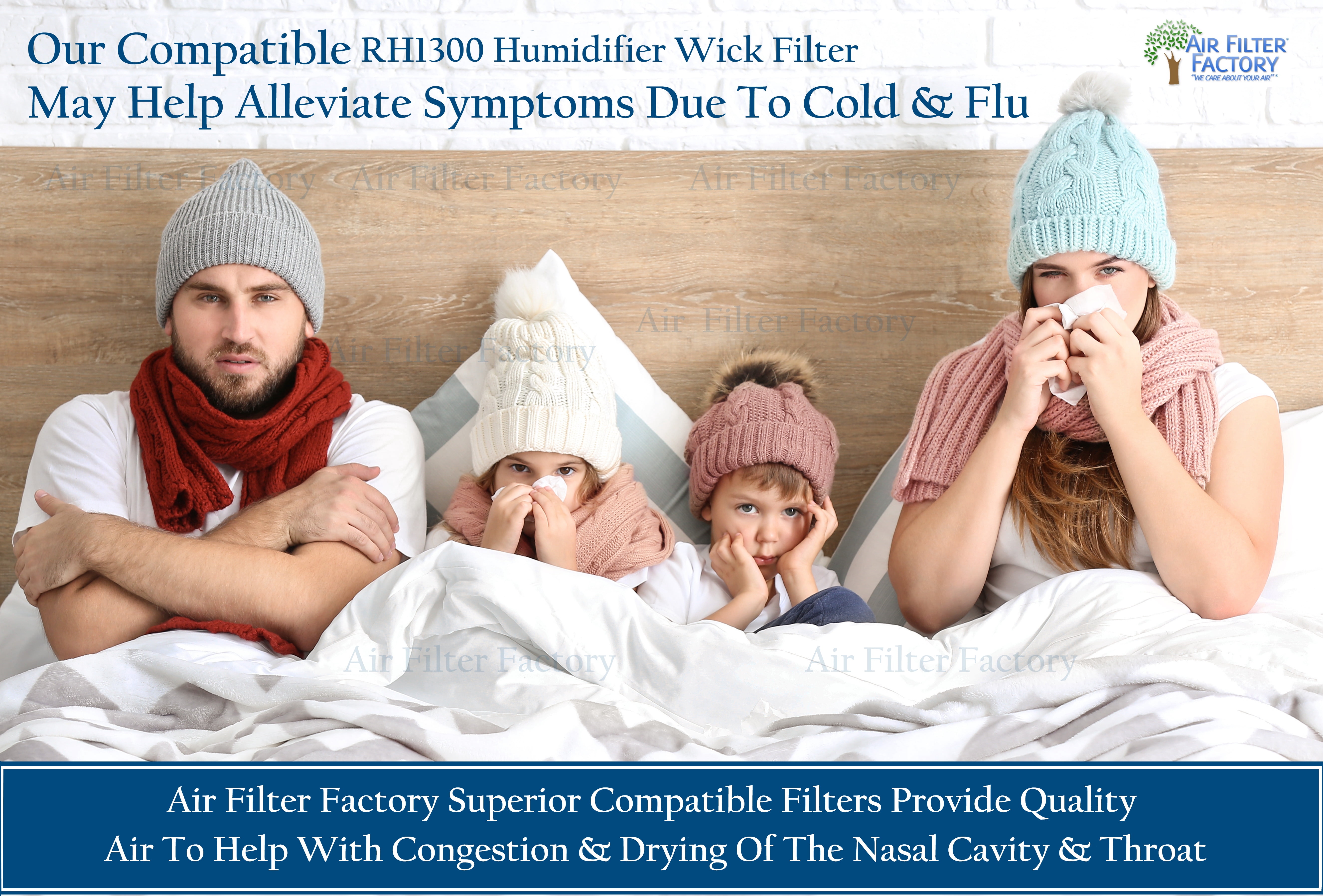 2 Pack Air Filter Factory Replacement for RH1300 ReliOn Humidifier Wick Filters 2-Pack