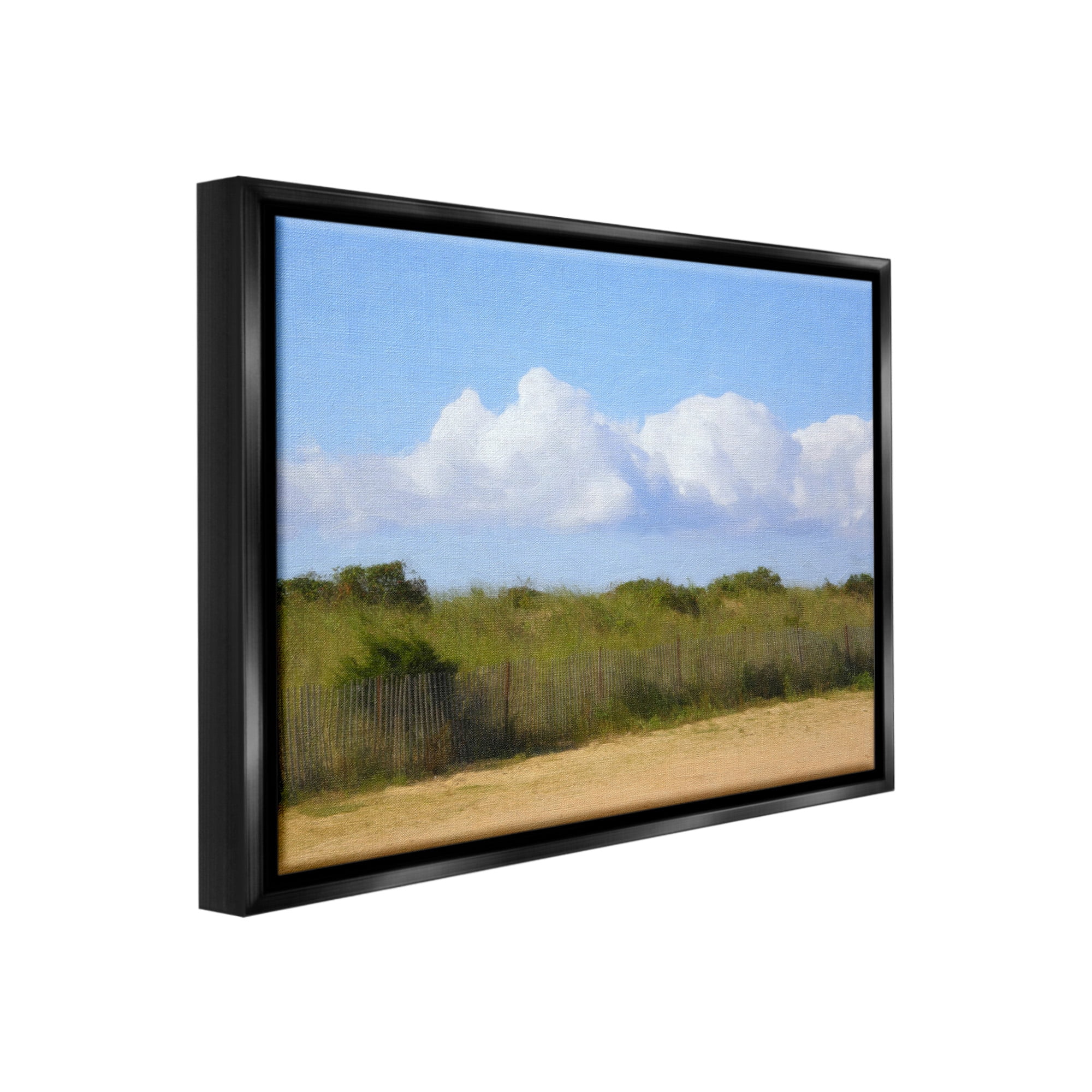 Stupell Industries Vast Pasture with Clouds Landscape Painting Black Floater Framed Canvas Art Print Wall Art, 21 x 17