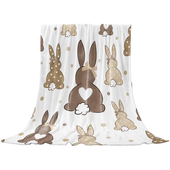 Easter Blanket Bunny Easter Eggs Print Stuffed Blanket Suitable For Sofa Bed Spring Holiday Decoration
