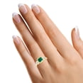thumbnail image 2 of AFFY 3 Stone Engagement Ring for Her, 6X6MM Asscher Shape Zambian Emerald Lab Grown Gemstone & Moissanite Wedding Promise Ring for Women In 14K Yellow Gold Over Sterling Silver (1.30 Cttw)-4.5, 2 of 3