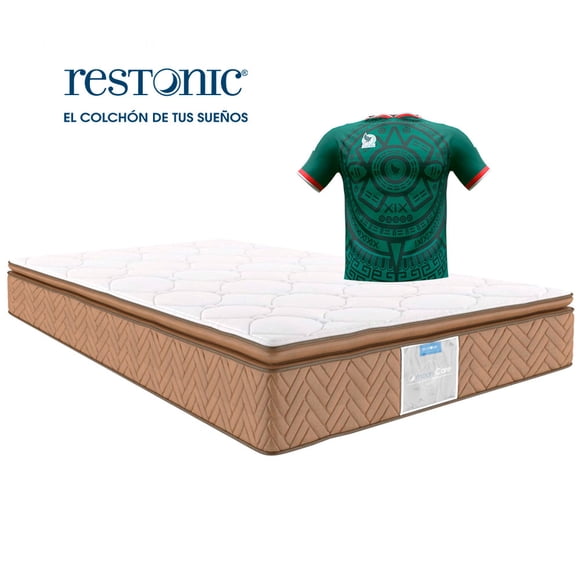 Colchon Queen Size Restonic Confort Plus + Playera Mundialista | Ortopédico