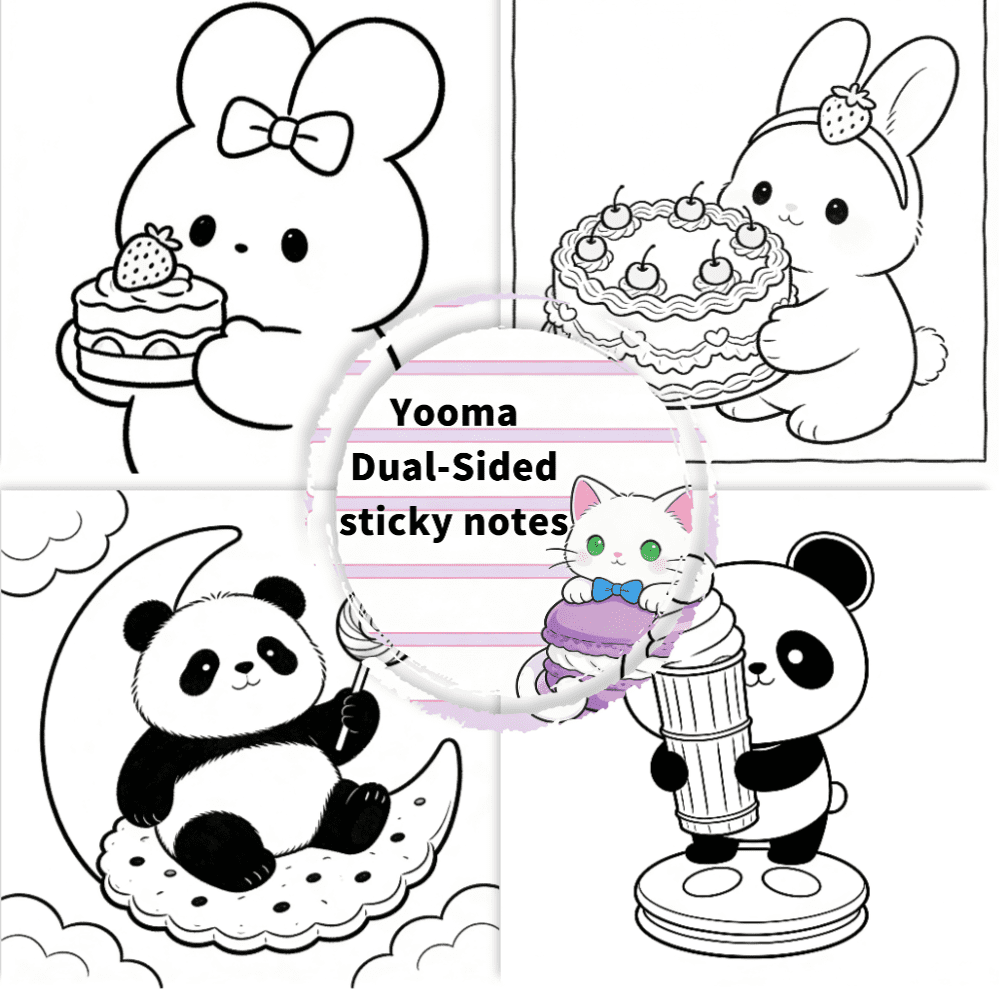 100 Pcs Double-Sided Coloring Sticky Notes: Original Unique Patterns, One Side Coloring One Side Writing