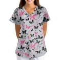 thumbnail image 4 of BDPORKAS Women Scrubs Working Tops Breathable Short Sleeve Pocketed Nurse Scrubs Cute Animal Printed Comfortable Fit Holiday Shirts, 4 of 6
