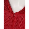 thumbnail image 6 of Sxiwei Womens Shiny Sequins Fringe Jumpsuit Jazz Costume Flowy Tassel Leotard Performance Dancewear Burgundy 4XL, 6 of 7