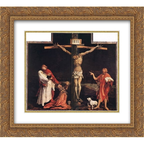 Matthias Grunewald 2x Matted 22x20 Gold Ornate Framed Art Print 'The Crucifixion'