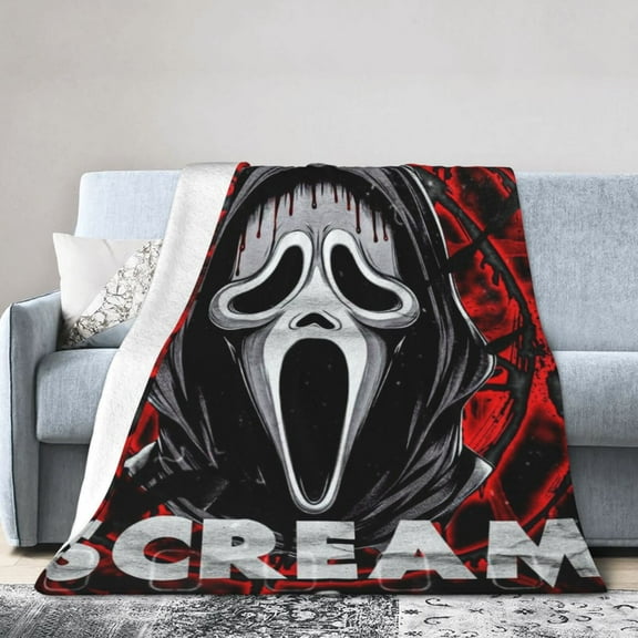 Ghost-Face Throw Blanket,Horror Movie Flannel Blanket for Kids Couch Bed 30" x 40"