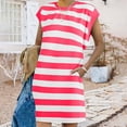 thumbnail image 2 of Dresses for Women Striped Summer Dresses 2024 Crewneck Cap Sleeve Color Block Casual A Line Tshirt Dress with Pockets, 2 of 7