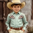 thumbnail image 2 of Boys Printed Long Sleeve Western Shirt, Snap Button Cowboy Collared Top for Kids 4-11 Years, 2 of 4