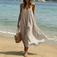 thumbnail image 2 of JIAYUE Women's Backless Dress Casual Summer Casual Sleeveless Solid Color Spaghetti Strap Crew Neck Dresses Loose Fit Lightweight Home Everyday Comfortable Soft Wear, 2 of 8