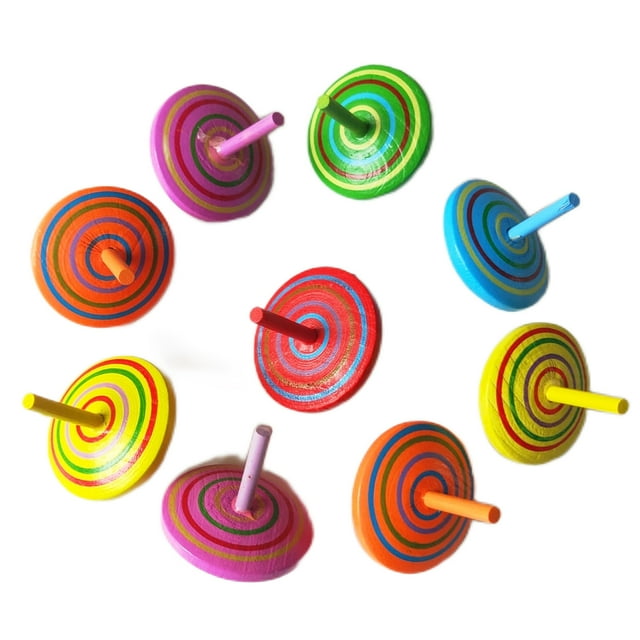 10 giroscopios giratorios de madera multicolor, pequeños giroscopios, juguete de descompresión para fiestas infantiles, regalos para niños.